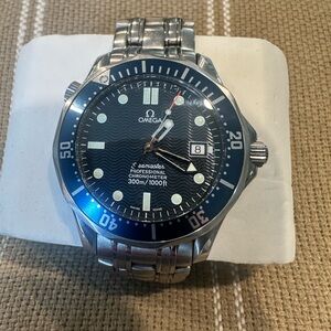 Omega Seamaster Blue Dial Silver Bracelet Watch